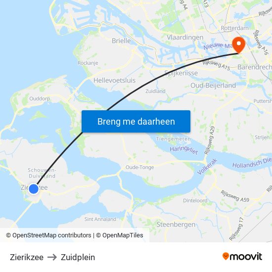 Zierikzee to Zuidplein map
