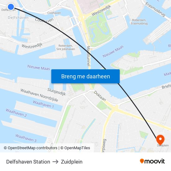 Delfshaven Station to Zuidplein map