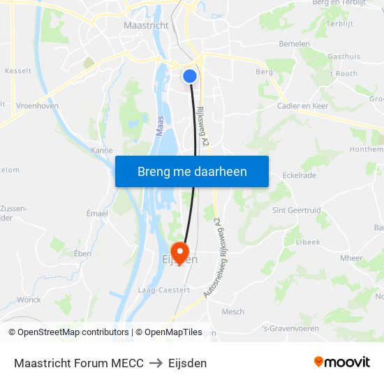 Maastricht Forum MECC to Eijsden map