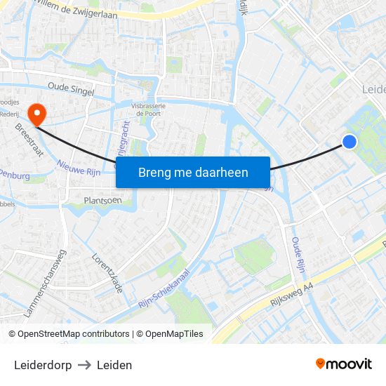 Leiderdorp to Leiden map