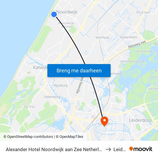 Alexander Hotel Noordwijk aan Zee Netherlands to Leiden map