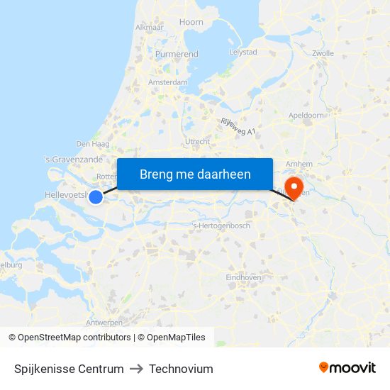 Spijkenisse Centrum to Technovium map