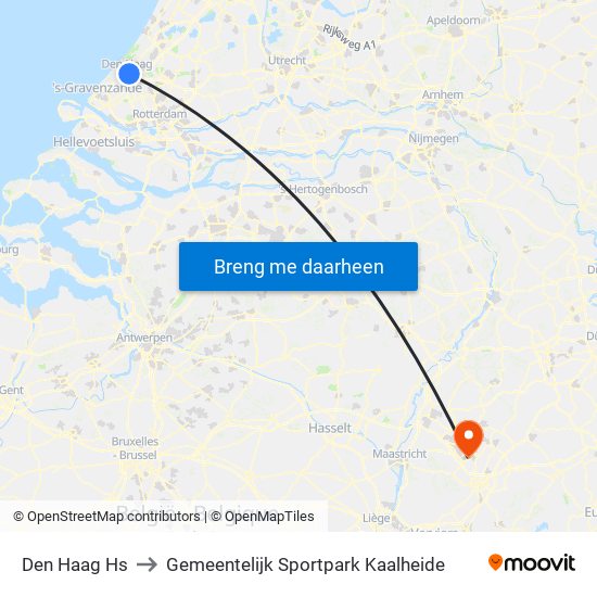 Den Haag Hs to Gemeentelijk Sportpark Kaalheide map