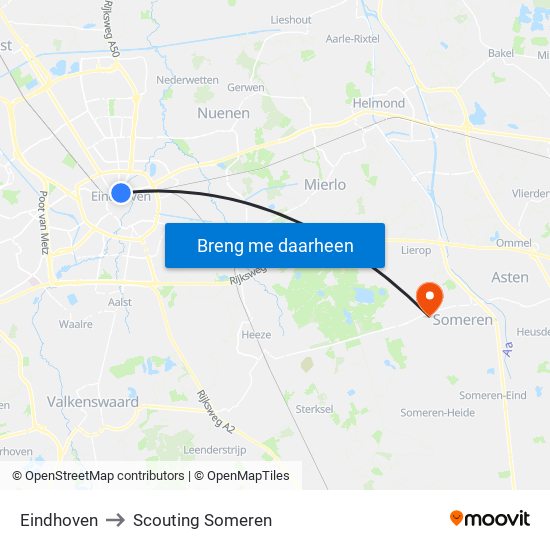 Eindhoven to Scouting Someren map