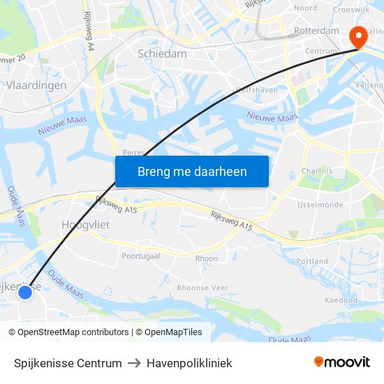 Spijkenisse Centrum to Havenpolikliniek map