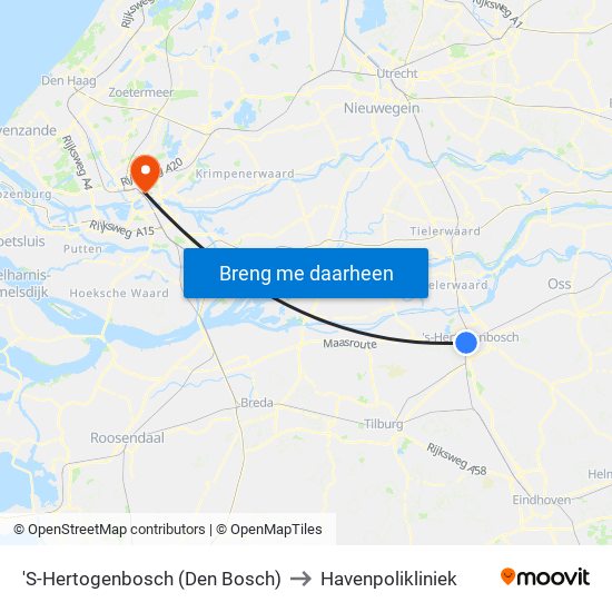 'S-Hertogenbosch (Den Bosch) to Havenpolikliniek map
