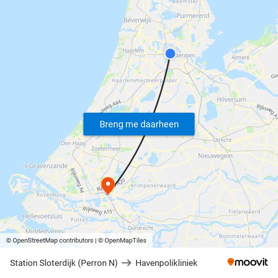 Station Sloterdijk (Perron N) to Havenpolikliniek map