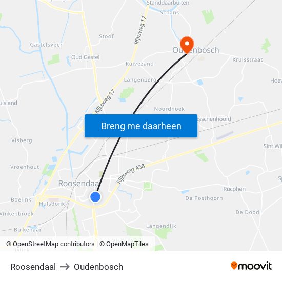 Roosendaal to Oudenbosch map