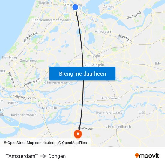 ""Amsterdam"" to Dongen map