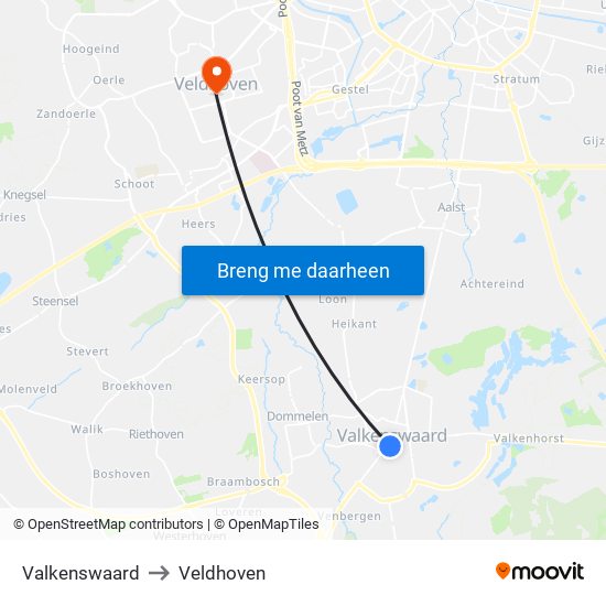 Valkenswaard to Veldhoven map