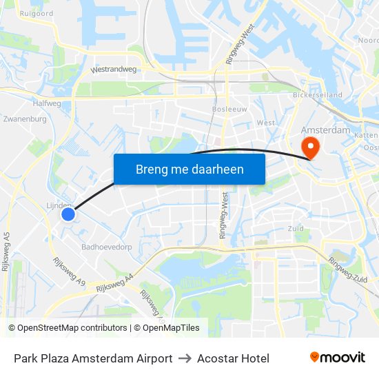 Park Plaza Amsterdam Airport to Acostar Hotel map
