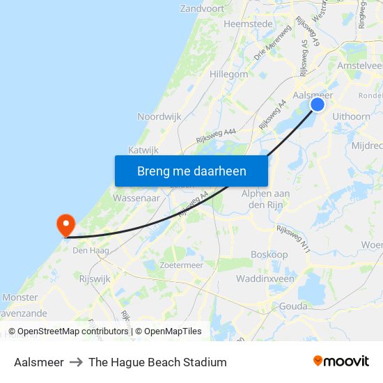 Aalsmeer to The Hague Beach Stadium map