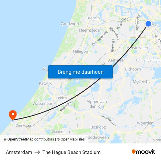 Amsterdam to The Hague Beach Stadium map