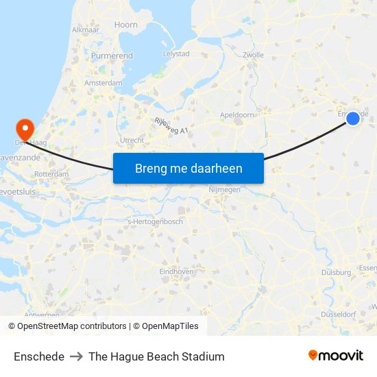 Enschede to The Hague Beach Stadium map