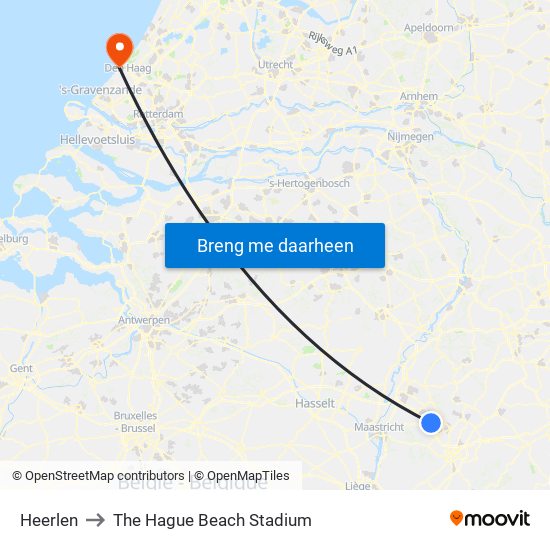 Heerlen to The Hague Beach Stadium map