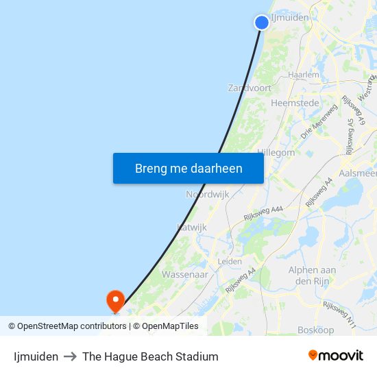 Ijmuiden to The Hague Beach Stadium map