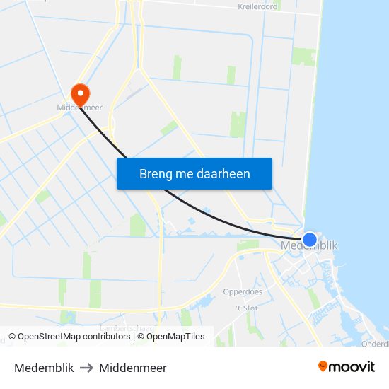 Medemblik to Middenmeer map
