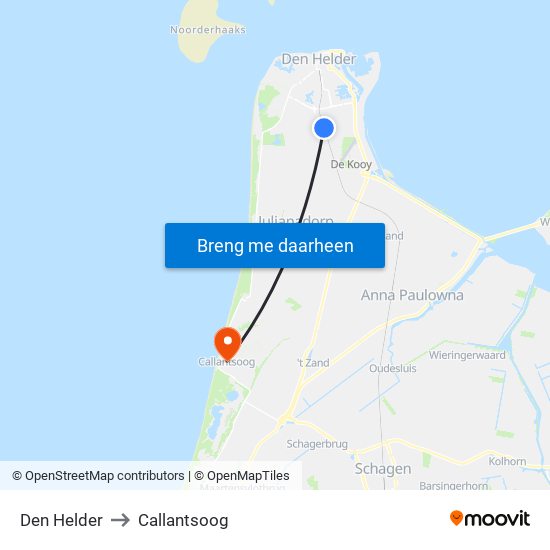 Den Helder to Callantsoog map