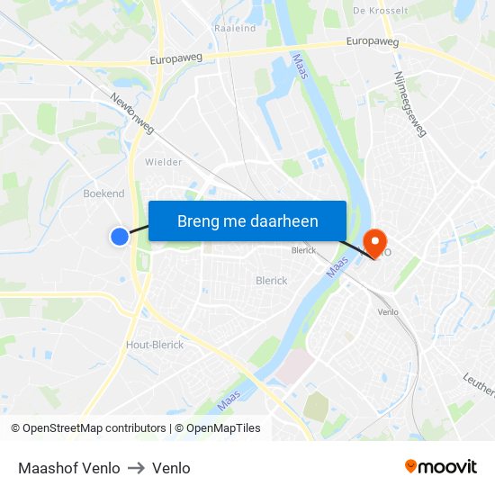 Maashof Venlo to Venlo map