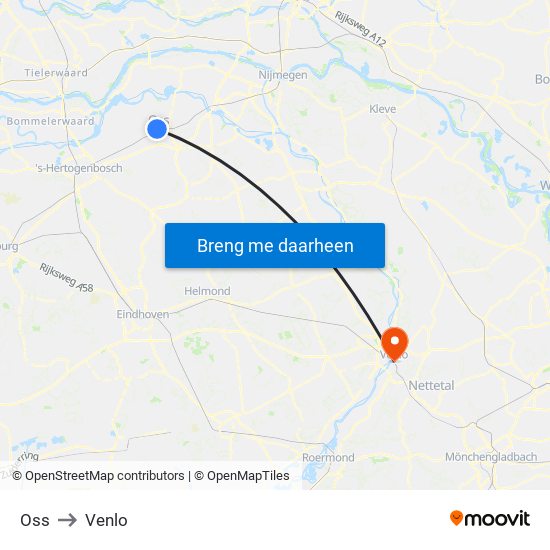 Oss to Venlo map