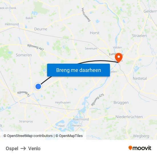 Ospel to Venlo map