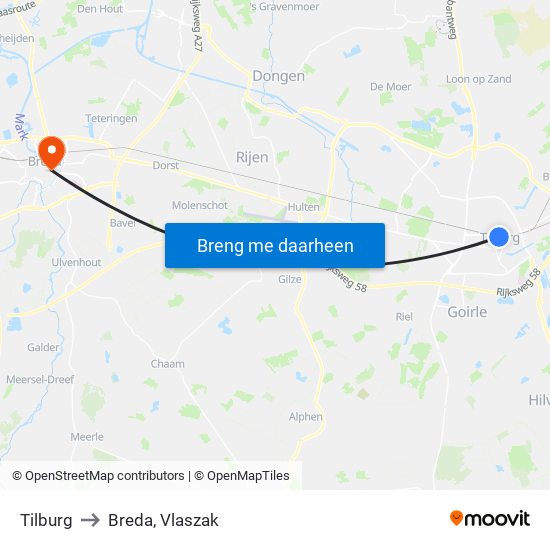 Tilburg to Breda, Vlaszak map