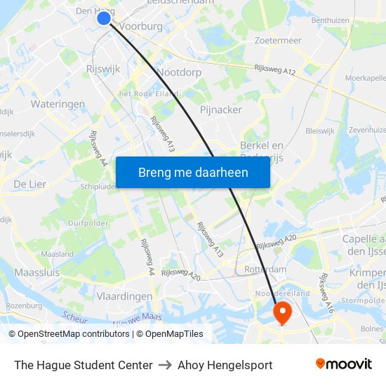 The Hague Student Center to Ahoy Hengelsport map