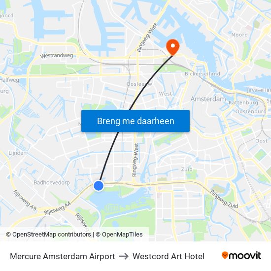 Mercure Amsterdam Airport to Westcord Art Hotel map