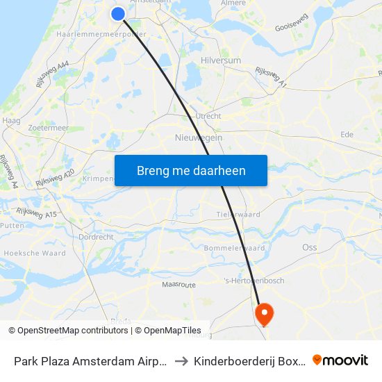 Park Plaza Amsterdam Airport to Kinderboerderij Boxtel map