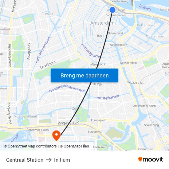 Centraal Station to Initium map