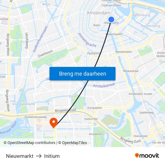 Nieuwmarkt to Initium map