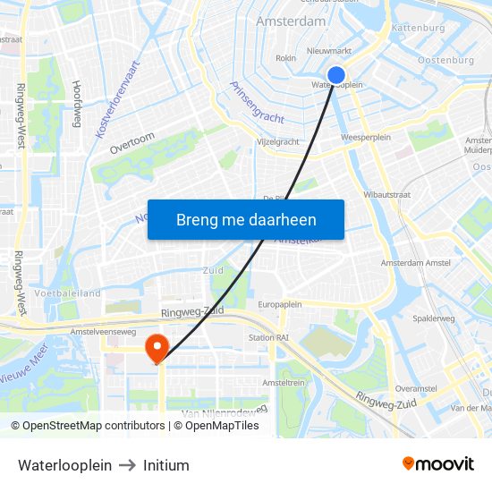 Waterlooplein to Initium map