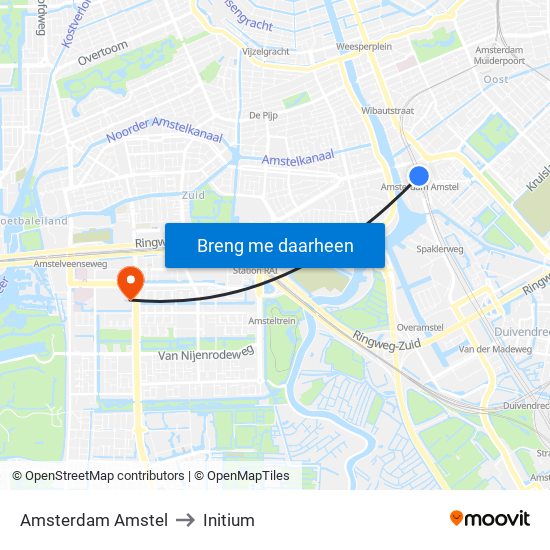 Amsterdam Amstel to Initium map