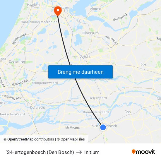 'S-Hertogenbosch (Den Bosch) to Initium map