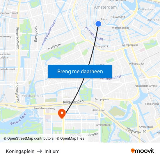 Koningsplein to Initium map