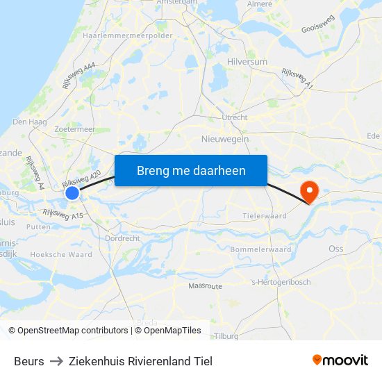 Beurs to Ziekenhuis Rivierenland Tiel map