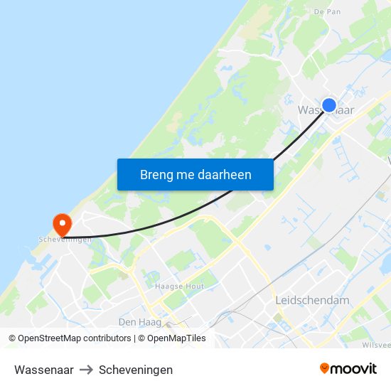 Wassenaar to Scheveningen map