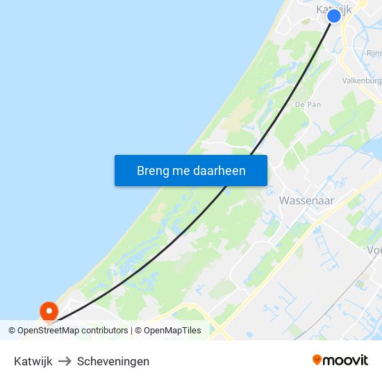 Katwijk to Scheveningen map