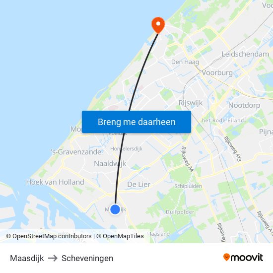 Maasdijk to Scheveningen map