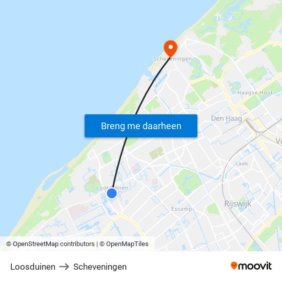 Loosduinen to Scheveningen map