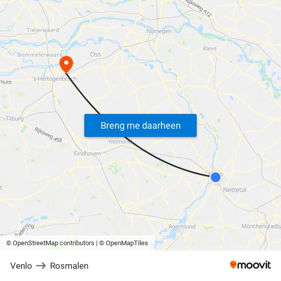 Venlo to Rosmalen map