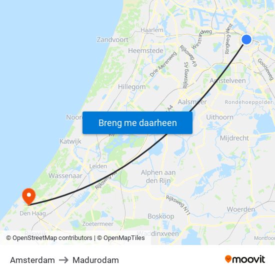 Amsterdam to Madurodam map