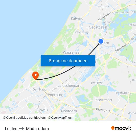 Leiden to Madurodam map