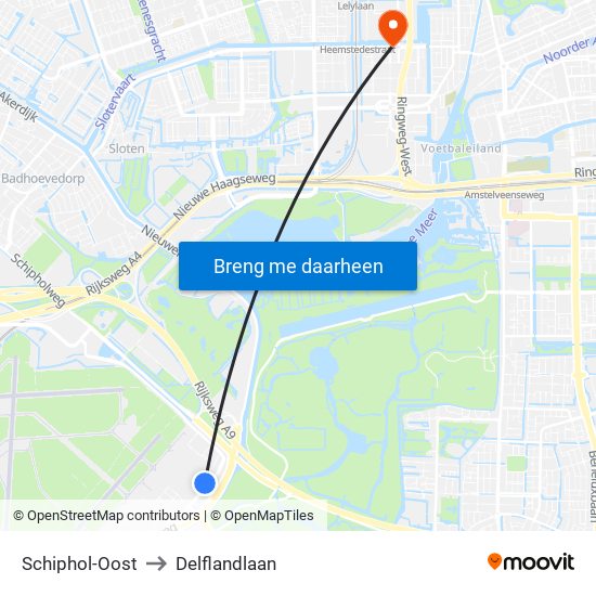 Schiphol-Oost to Delflandlaan map