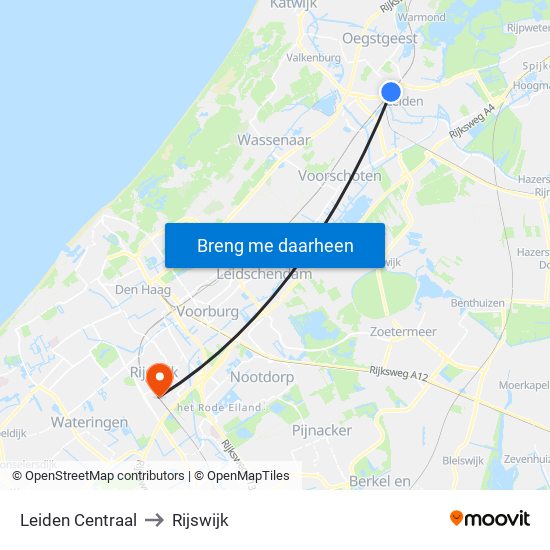 Leiden Centraal to Rijswijk map