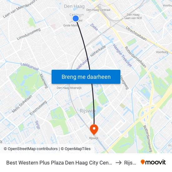 Best Western Plus Plaza Den Haag City Center The Hague to Rijswijk map