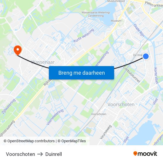 Voorschoten to Duinrell map