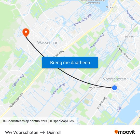 Ww Voorschoten to Duinrell map