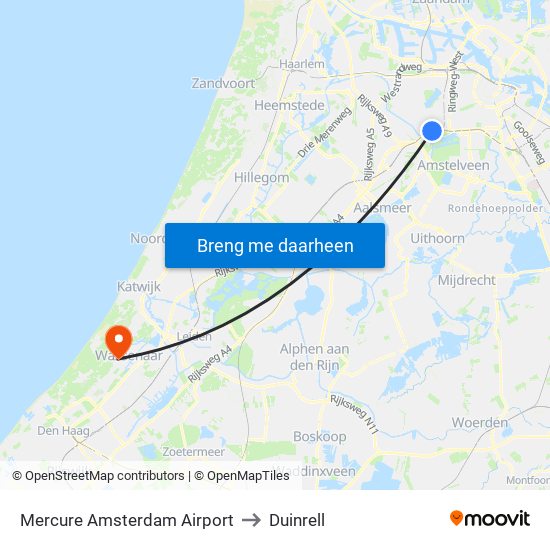 Mercure Amsterdam Airport to Duinrell map