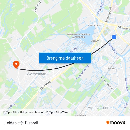 Leiden to Duinrell map